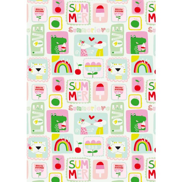 Geschenkpapier Röllchen Krokodil Eis Mäuse Summer Love 70x200cm