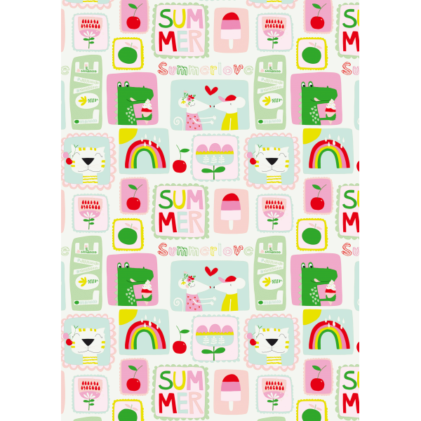 Geschenkpapier Röllchen Krokodil Eis Mäuse Summer Love 70x200cm
