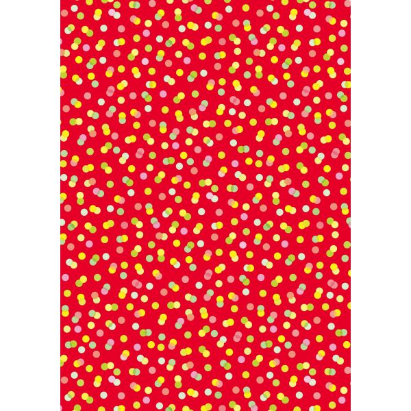 Geschenkpapier Röllchen Punkte auf rot 70x200cm