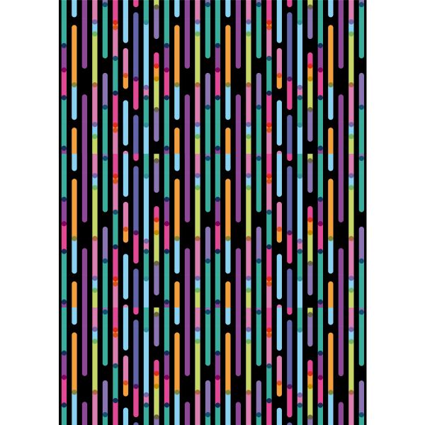A Geschenkpapier Röllchen Schwarz mit bunten Streifen 70x200cm