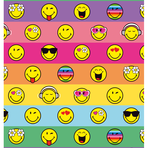 Geschenkpapier Röllchen Smiley Streifen Zwinkeremoji 70x150cm