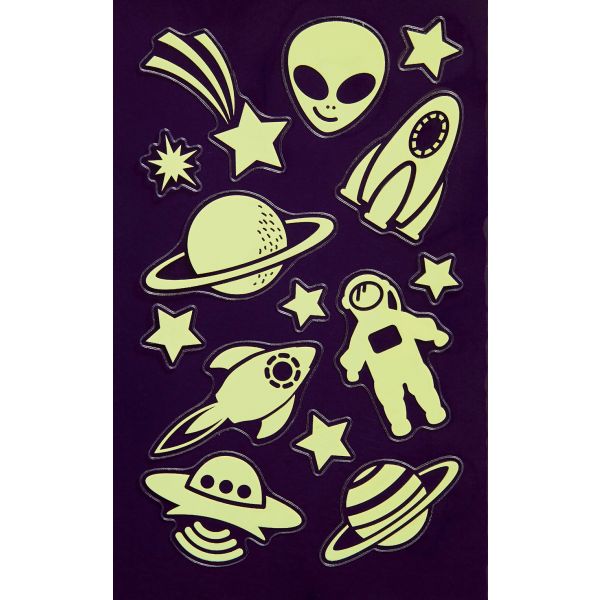 Sticker Leucht Aufkleber Weltraum Sterne Raumschiff Mars glow in the dark