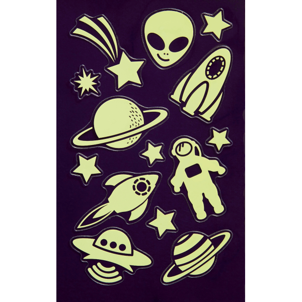 Sticker Leucht Aufkleber Weltraum Sterne Raumschiff Mars glow in the dark