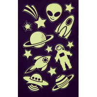 Sticker Leucht Aufkleber Weltraum Sterne Raumschiff Mars...