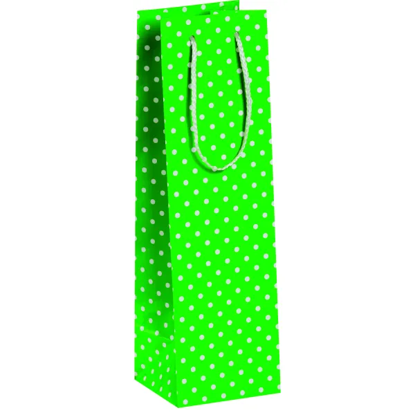 Flaschentüte Geschenktüte Dots Green gün mit Punkten