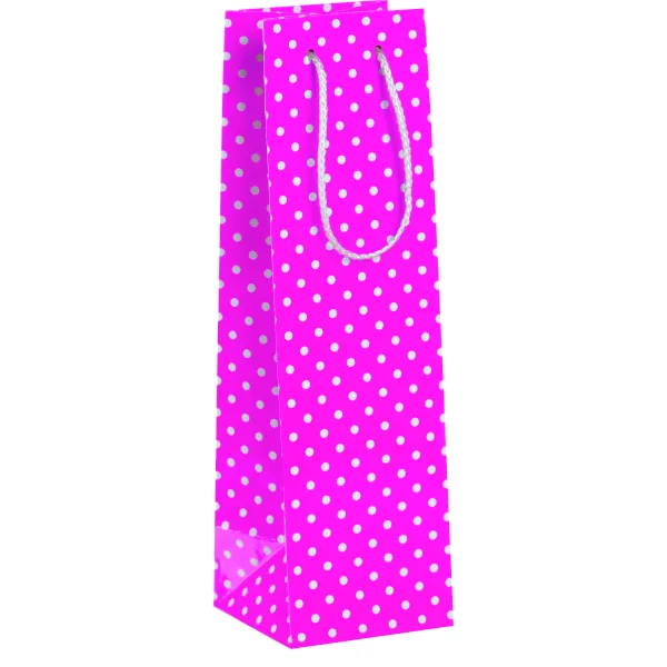 Flaschentüte Geschenktüte Dots Pink pink mit Punkten Weintüte