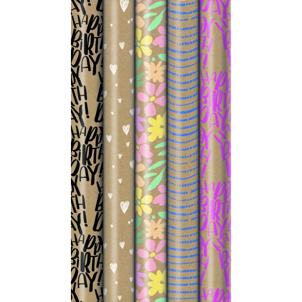 Sortiment Geschenkpapier Green Nature folienfrei 25 Röllchen € 3,95 UVP € 98,75 Bundle Happy Birthday
