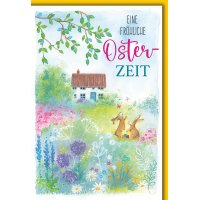 Ostern Osterhasen gezeichnet vor Haus...