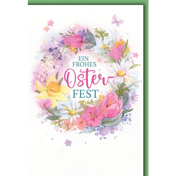 Ostern Blumenrahmen Glückwunschkarte mit Umschlag ein frohes Osterfest