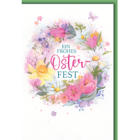 Ostern Blumenrahmen Glückwunschkarte mit Umschlag...