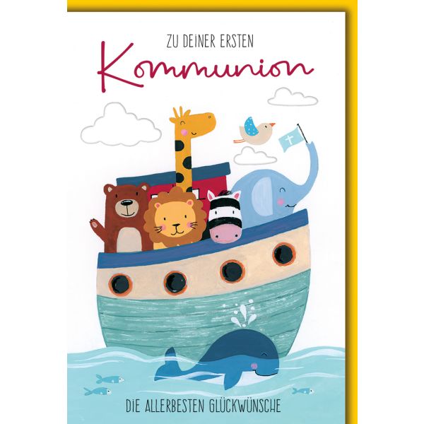 Kommunion Arche Noah und Wal Glückwunschkarte mit Umschlag