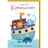 Kommunion Arche Noah und Wal Glückwunschkarte mit...