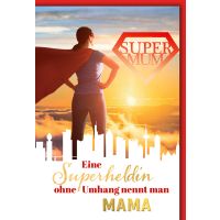 Muttertag Super Mum Glückwunschkarte mit Umschlag
