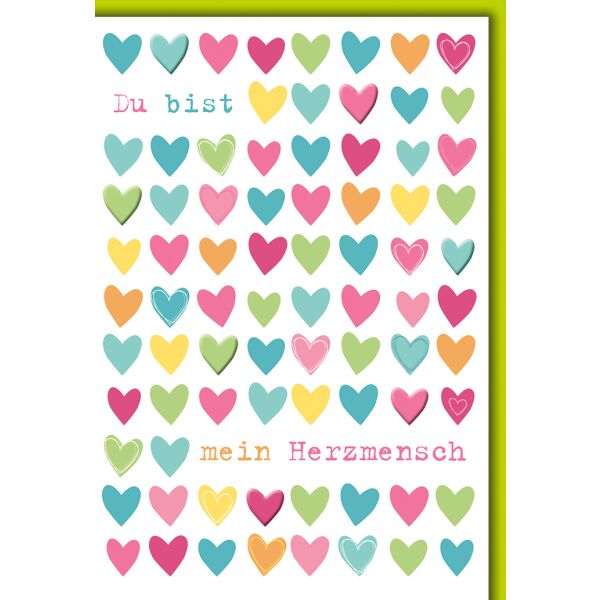 Liebe bunte Herzen Glückwunschkarte mit Umschlag Du bist mein Herzensmesch