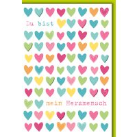 Liebe bunte Herzen Glückwunschkarte mit Umschlag Du...