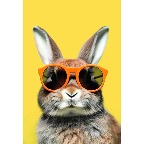 Ohne Text  Blanko Karte mit Umschlag Hase mit Brille Ostern