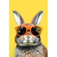 Ohne Text  Blanko Karte mit Umschlag Hase mit Brille Ostern