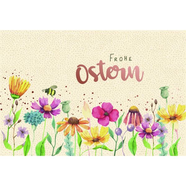 Ostern unverpackte Glückwunschkarte mit Umschlag Frohe Ostern Blumen Zuckerrohrpapier