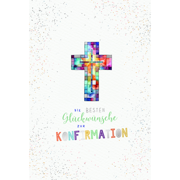 Konfirmation Glückwunschkarte mit Umschlag Kreuz, Naturkarton, mit Silberfolie