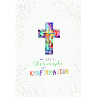 Konfirmation Glückwunschkarte mit Umschlag Kreuz,...
