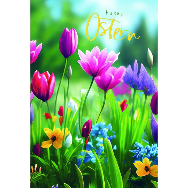 Ostern Grußkarte Doppelkarte mit Briefumschlag Blumen