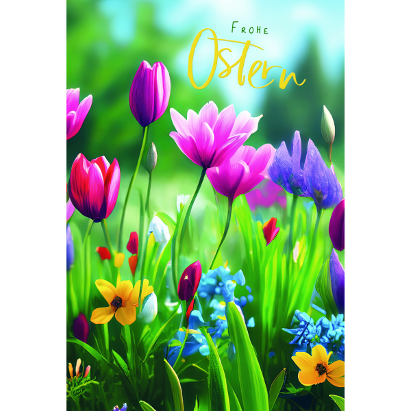Ostern Grußkarte Doppelkarte mit Briefumschlag Blumen