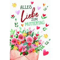 Muttertag Glückwunschkarte mit Umschlag Blumen und...