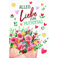 Muttertag Glückwunschkarte mit Umschlag Blumen und...