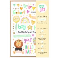Geburt Baby DIY Set individuell gestaltbar Bastelkarte...