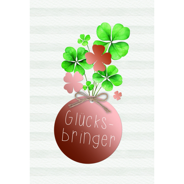 Grußkarte Mit Glücksbringer – Inkl. Goldfarbenem Umschlag, Accessoire Abnehmbar, Made In Germany