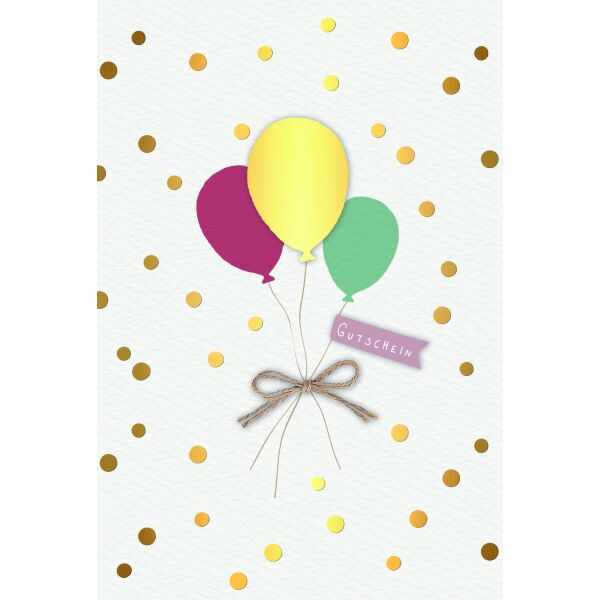 Gutschein Handmade Punkte Luftballons Glückwunschkarte mit Umschlag