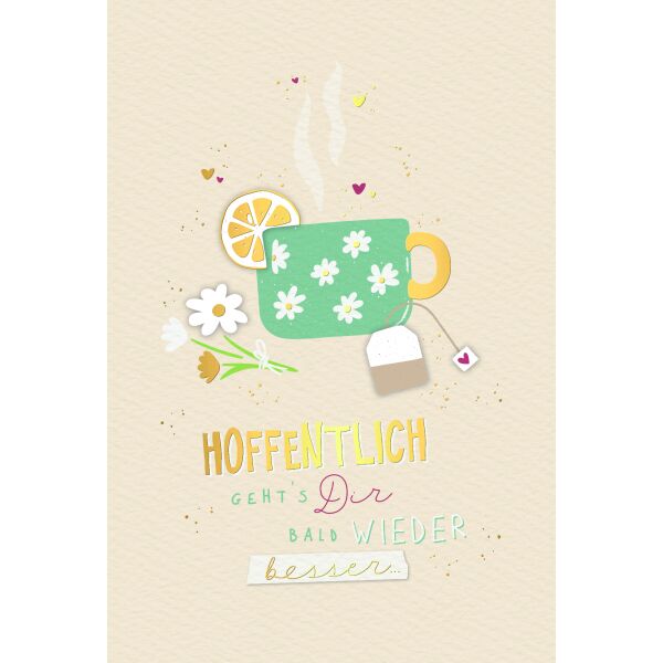 Genesung Handmade Gute Besserung hoffentlich bald wieder besser Glückwunschkarte mit Umschlag