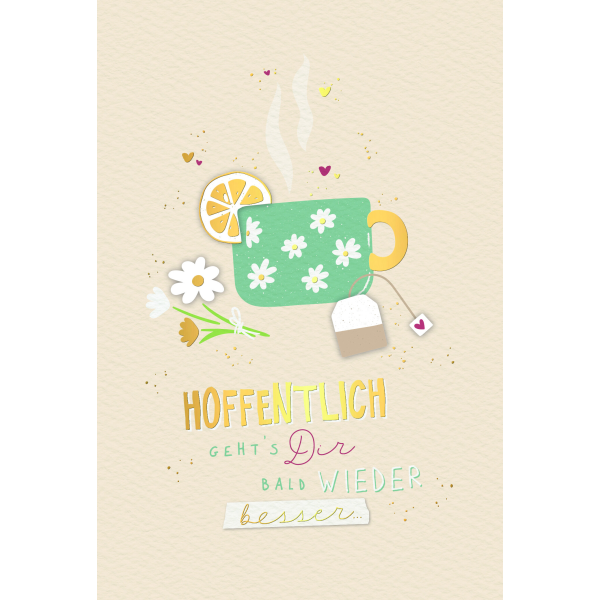 Genesung Handmade Gute Besserung hoffentlich bald wieder besser Glückwunschkarte mit Umschlag