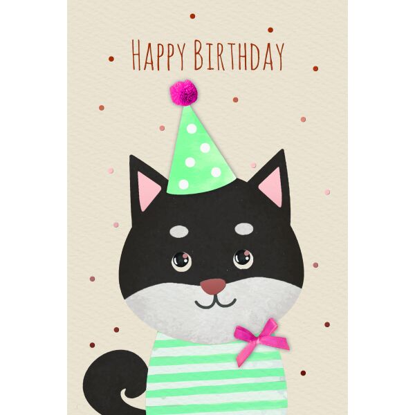 Geburtstag Handmade Happy Birthday Katze Glückwunschkarte mit Umschlag