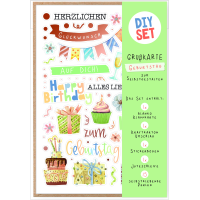 Geburtstag DIY Set Happy Birthday Symbole grün...