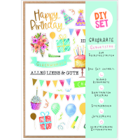 Geburtstag DIY Set Happy Birthday Symbole blau...