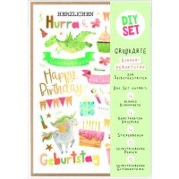 Kindergeburtstag DIY Set Happy Birthday Symbole grün...