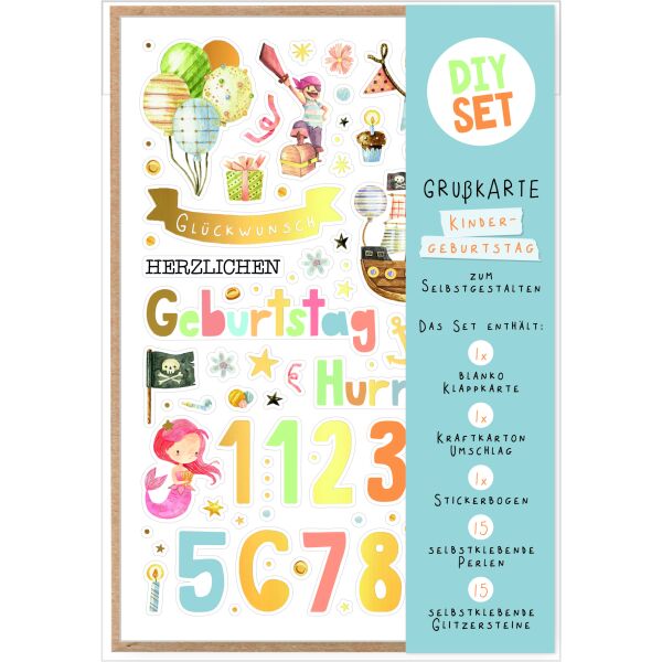 Kindergeburtstag Zahlengeburtstag DIY Set 1-11 Bastelkarte mit Umschlag zu Selbergestalten