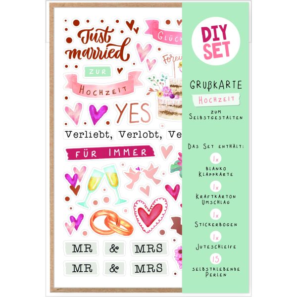 Hochzeit DIY Set individuell gestaltbar Bastelkarte mit Umschlag zu Selbergestalten