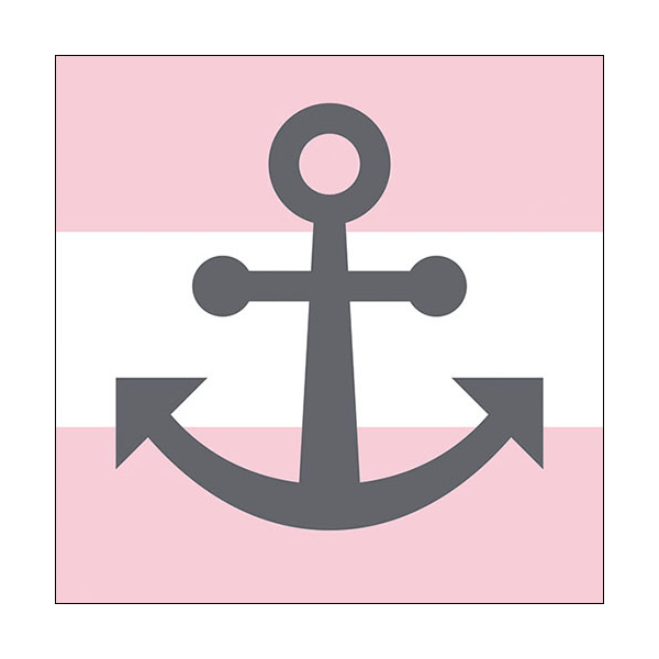 Servietten Lunch 33 x 33 cm 3-lagig 20 Servietten Anker rosa-weiß maritim pink