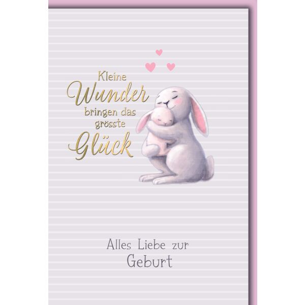 Baby Hasenmama und Baby Geburt Kleine Wunder Glück Glückwunschkarte mit Umschlag