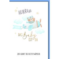 Baby Bär in Propellermaschine blau Geburt Junge...