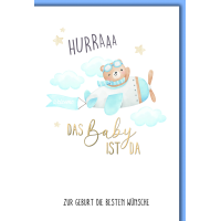 Baby Bär in Propellermaschine blau Geburt Junge...