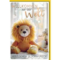 Baby gestrickter Löwe Geburt Willkommen auf der Welt...