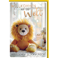 Baby gestrickter Löwe Geburt Willkommen auf der Welt...