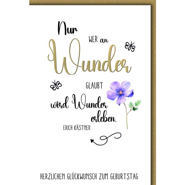 Geburtstag Veilchen gezeichnet an Wunder glauben Glückwunschkarte mit Umschlag