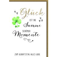 Geburtstag Kleebaltt grün gezeichnet Glück...