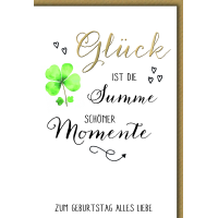Geburtstag Kleebaltt grün gezeichnet Glück...