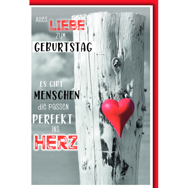 Geburtstag Herz rot perfekter Mensch alles Liebe Glückwunschkarte mit Umschlag