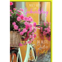 Geburtstag Blumen im Fahrradkorb Beste Zeit ist jetzt...
